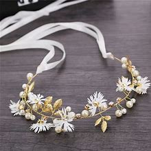 Wholesale Korean Small Daisy Crystal Twist Beads Handmade Hairband Headband Bridal Accessories