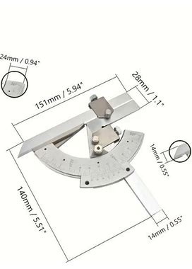 1Pc 0-360° Universal Stainless Steel Vernier Bevel Protractor, For Woodworking, Carpenter, Construction,By Temu
