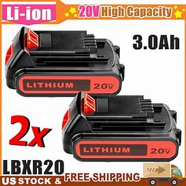 2Pack 20V Lithium-Ion Battery For BLACK DECKER 20 Volt LBXR20 LBX20 LB20 3000Mah