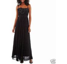 Trixxi Long Pleated Black Evening Dress Juniors Sizes S, M Msrp $80.00
