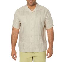 Cubavera Men's 100% Linen Short Sleeve Button-Down Guayabera Shirt With Four Pockets, Camp Collar, Pintuck Detail