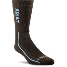 Women's Heavyweight Merino Wool Steel Toe Performance Work Socks In Brown Cotton, Size: Medium By Ariat
