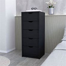 Xukmct Black Wood 5 Drawer Dresser Cabinet Tall Chest Of Drawers For Home Office Bedroom