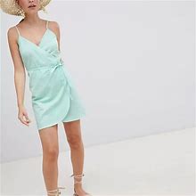 Asos Dresses | Asos Petite Linen Wrap Side Mini Dress- Bnwot | Color: Silver | Size: S
