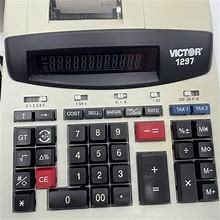 Victor 1297 12 Digit LCD Calculator White Black Business Desktop Printing Tested