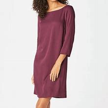 Justfab Dresses | New Justfab Women's Xs Boysenberry Shift Dress 3/4 Sleeves Basic Rayon Boatneck | Color: Purple | Size: Xs