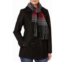 London Fog Women's Double Breasted Peacoat With Scarf