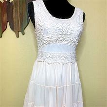Rue21 Dresses | Rue 21 Sun Dress W Lace Top And Sheer Overlay | Color: Cream | Size: M