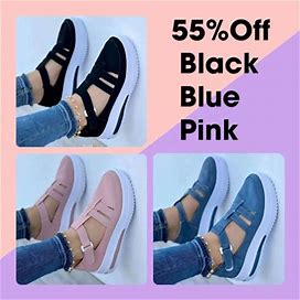 Swezida Women Casual Walking Shoes Orthopedic Arch Diabetes Support 2023 Set 3(Black + Blue + Pink) 55% OFF-5