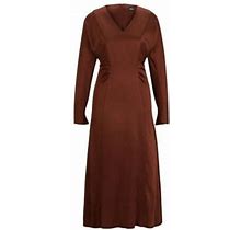 BOSS Women's Gathered-Detail Regular-Fit Dress In Soft Satin - Brown - Size 4