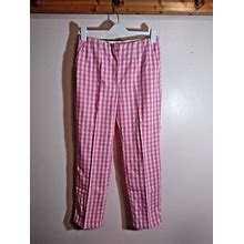 H&M Size 12 Pants Pink White Check Cloth Pockets Designer Fashion