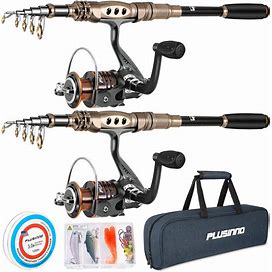 PLUSINNO Fishing Rod And Reel Combos Carbon Fiber Telescopic Fishing Pole With Reel Combo Sea Saltwater Freshwater Kit Fishing Rod Kit