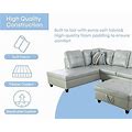 Caberryne Sectional Couch Set For Living Room Furniture Set Sliver,Sectional Sofa Set L Shape Sofa And Chaise With Storage Ottoman And 2 Pillows For