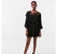 Express Dresses | Express | Tiered Ruffle Sleeve Lace Yoke Dress | Color: Black | Size: M
