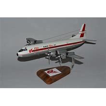 Lockheed L-188 Electra PSA Pacific Southwest Airlines Airplane Model Hand Carved Mahogany Wood Replica Desktop Display