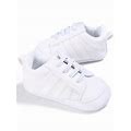 Boys' Classic White Casual Athletic Soft Bottom Anti-Slip Walking Shoes, Suitable For Toddlers,EUR19