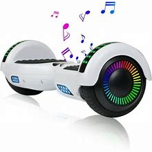 Hoverboard With Bluetooth And LED Lights 6.5" Two-Wheel Self Balancing Electric Scooter For Kids And Adults, White