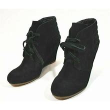 Womens Dv Dolce Vita Black Faux Suede Lace Up Wedge Ankle Booties Size