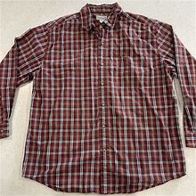 Carhartt Relaxed Fit Red Plaid Long Sleeve Button Up Flannel Shirt Mens XL