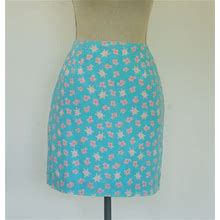Vintage Lilly Pulitzer Skirt Blue With Pink Turtles And Fish, Size 8 Lilly Pulitzer Skirt, Blue Lilly Pulitzer Skirt