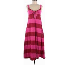 MDS Stripes Casual Dress - Midi: Pink Print Dresses - Women's Size 0