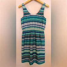 Loft Dresses | Ann Taylor Loft Striped Sleeveless Dress Size Xs | Color: Blue/Green | Size: Xs