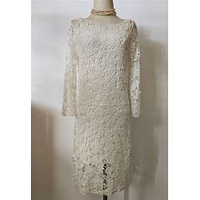 A Bridal Dress, Long Sleeves , Short Lace Shift, With Detachable Slip, Ralph Lauren, Size Medium