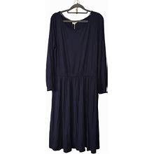 Boden Dresses | Boden Evelyn Blue Jersey Midi Dress Womens 12 Petite Long Sleeve Casual Soft | Color: Blue | Size: 12P