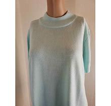 Blair Women's Sweater Mint Green Size Petite Large PL Wide Ribbed Neck