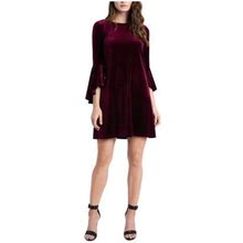Msk Womens Maroon Bell Sleeve Round Neck Short Party Shift Dress M