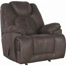 Signature Design By Ashley Warrior Fortress Faux Leather Manual Rocker Recliner, Brown