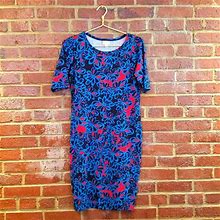 Lularoe Dresses | Free Shipping Over $30 - Lularoe Julia Sheath Dress - Deep Purple W/Blue | Color: Blue/Purple | Size: M