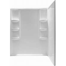 ANZZI Vasu Series 60" X 36" X 74" White Acrylic Corner Two Piece Shower Wall System With 6 Built-In Shelves