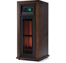 Lifesmart Lifepro 1500 Watt Portable 23" Electric Infrared Quartz Tower Space Heater For Indoor Use W/ 3 Heating Elements, Thermostat, & Remote, Brown