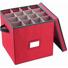 Elf Stor Christmas Adjustable Dividers And Lid Ornaments Storage Box,