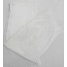 Blair Women's Elastic Waist Zippered Leg Capri Pants, White, Size
