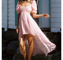 For Love And Lemons Dresses | For Love & Lemons Hampton Puff Sleeve Cutouts Back Maxi Dress | Color: Pink | Size: L