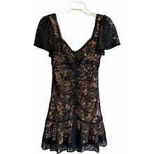 Astr Dresses | Astr The Label Floral Crotchet Knit Lace Lined Cap Sleeve Black Dress New Small | Color: Black | Size: S