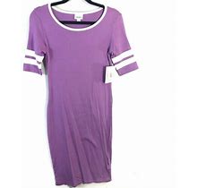 Lularoe Julia Dress Form Fitted Size Xs Purple White Ringer Stripes
