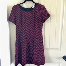 Eci Dresses | Burgundy Black 8 Chevron Mini Dress W Pockets | Color: Black/Red | Size: 8
