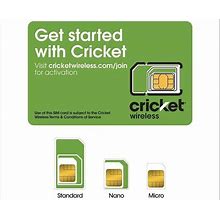 New Cricket Wireless Universal Sim Card , Nano, Fits All Phones