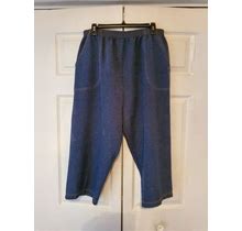 Haband Women's Size 18/P Elastic Waist Capri 100% Polyester Jeans