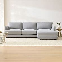 Haven Sectional Set 45: Left Arm Sofa, Right Arm Chaise, Trillium, Performance Chenille Tweed, Pewter, West Elm