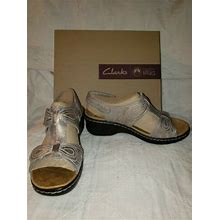 Clarks "Lexi Walnut Q" Leather Sandals W/ Adjustable Straps