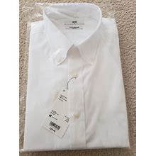 Uniqlo Dress Shirt Super Non-Iron Slim-Fit Long-Sleeve White Buttondown Collar