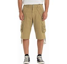 Rejork Men's Long Cargo Shorts Below Knee Length Relaxed Fit Casual With Pockets Khaki 36