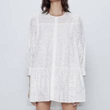 Zara Dresses | Zara White Openwork Embroidered Dress | Color: White | Size: Various