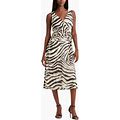 Ralph Lauren Women's Zebra Print Sleeveless A-Line Georgette Dress