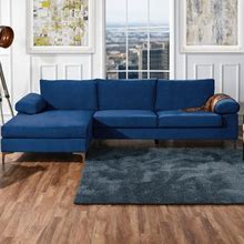 Casa Andrea Milano Modern Large Velvet L-Shape Sectional Sofa, With Extra Wide Chaise Lounge Couch