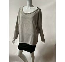 UGET Womens Tunic Dress Gray Color Block Layered Scoop Long Sleeve Knit 2XL New